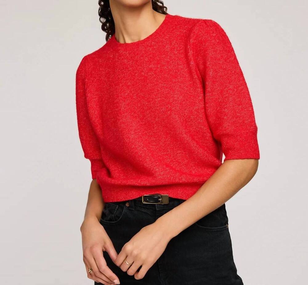NEW GENTLE FAWN women's marisol short sleeve sweater in heather red